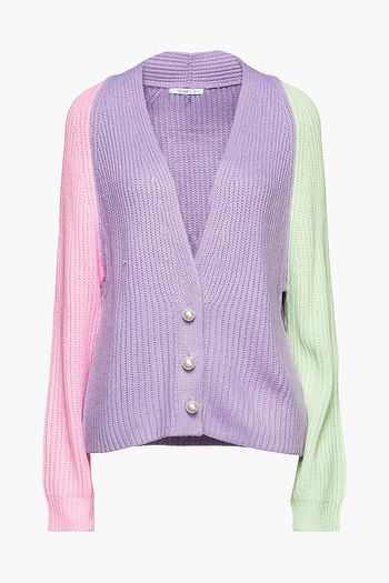 OLIVIA RUBIN Color-block ribbed-knit cardigan