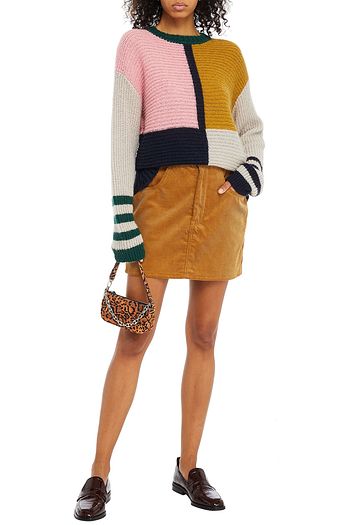 ALEXACHUNG Ribbed color-block mohair-blend sweater