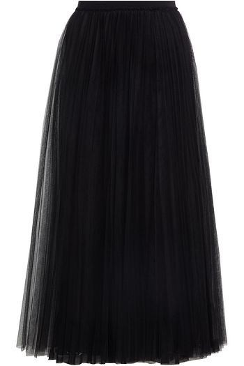 REDVALENTINO Pleated point d'esprit midi skirt