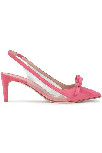 RED(V) PVC-paneled suede slingback pumps