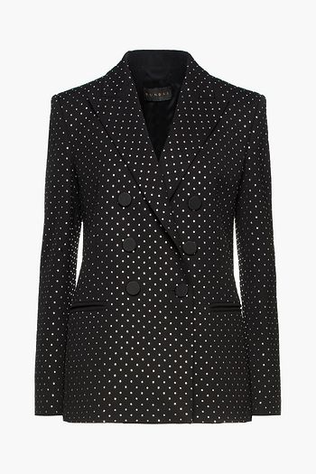 DUNDAS Crystal-embellished double-breasted wool-blend blazer