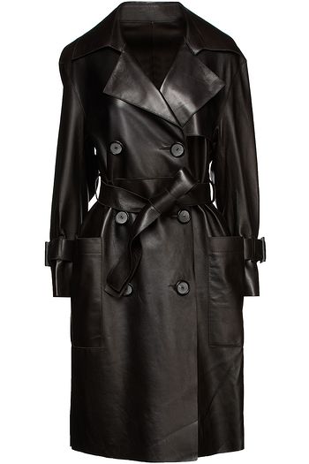 KARL DONOGHUE Double-breasted belted leather trench coat