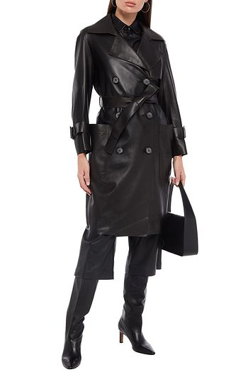 KARL DONOGHUE Double-breasted belted leather trench coat