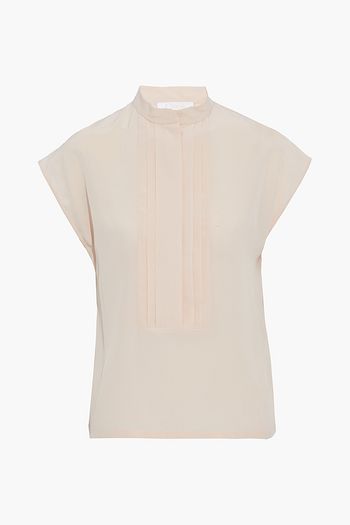 CHLOÉ Pintucked silk crepe de chine top