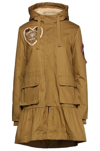 REDVALENTINO Embellished gathered cotton-gabardine parka