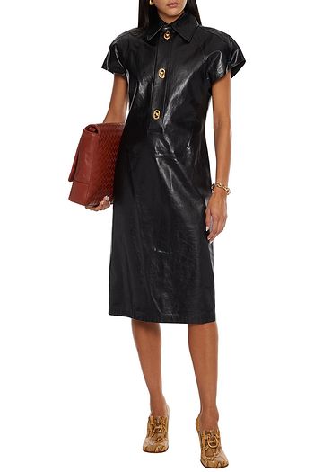 BOTTEGA VENETA Cutout leather shirt dress