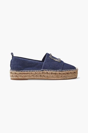 ROGER VIVIER Sequin-embellished denim platform espadrilles