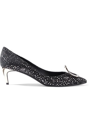 ROGER VIVIER Sexy Choc metallic suede pumps