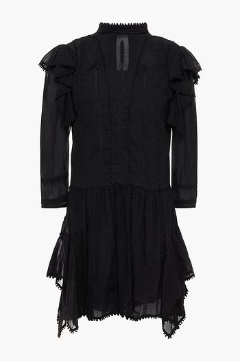 ISABEL MARANT ÉTOILE Embroidered gathered cotton-voile mini dress