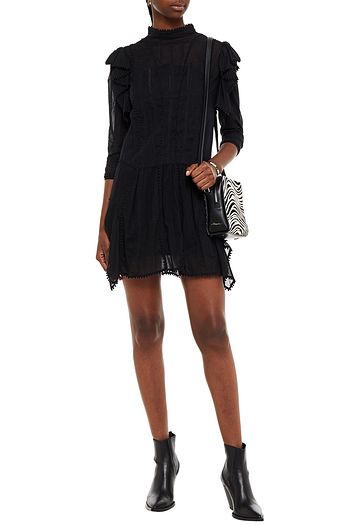 ISABEL MARANT ÉTOILE Embroidered gathered cotton-voile mini dress