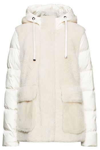 BOGNER Sita paneled quilted shell and shearling hooded down jacket