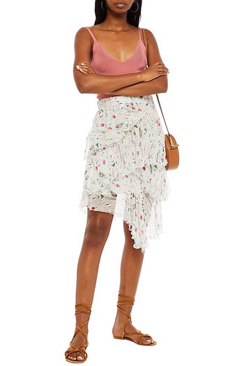ISABEL MARANT ÉTOILE Gathered printed silk-georgette mini skirt