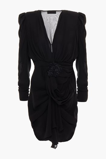DUNDAS Storm embellished draped silk-chiffon mini dress