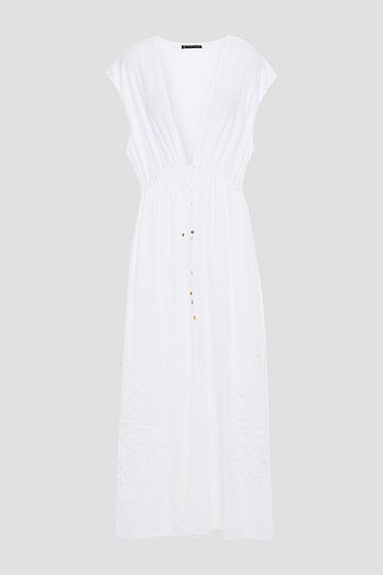 VIX PAULA HERMANNY Broderie anglaise-trimmed voile coverup