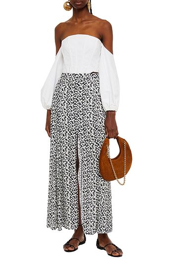 VIX PAULA HERMANNY Malia pleated floral-print voile maxi skirt