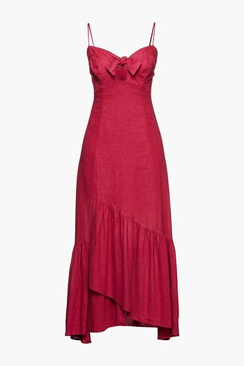 VIX PAULA HERMANNY Knotted slub linen-blend midi dress