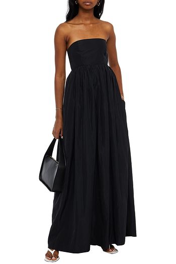 TIBI Strapless gathered taffeta maxi dress