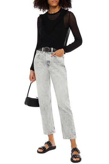 REDVALENTINO Ruffled open-knit cotton-blend sweater