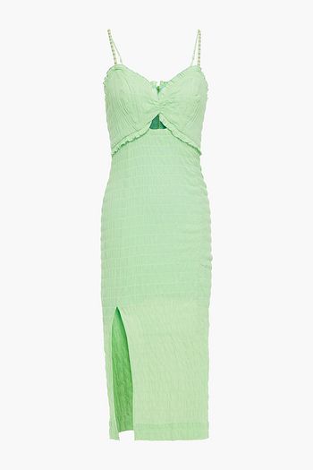 VIX PAULA HERMANNY Lora ruffle-trimmed shirred cotton-voile midi dress