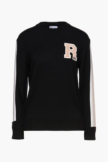 REDVALENTINO Logo-appliquéd jacquard-knit wool sweater