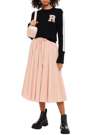 REDVALENTINO Logo-appliquéd jacquard-knit wool sweater