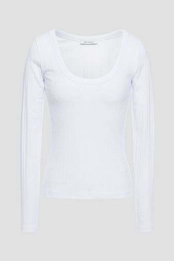 NINETY PERCENT Ribbed organic stretch-cotton jersey top