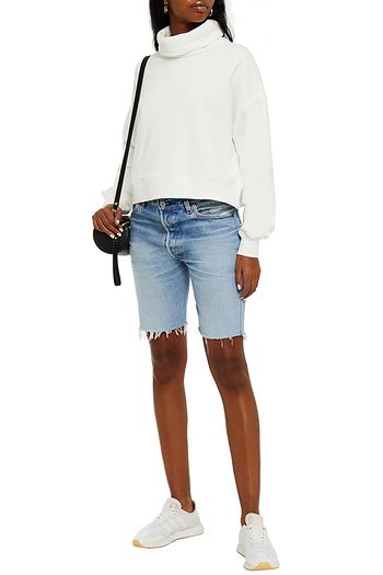 NINETY PERCENT Cropped organic cotton-fleece sweatshirt