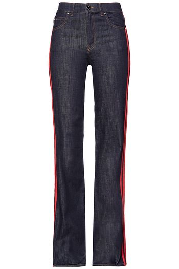 REDVALENTINO Striped high-rise bootcut jeans