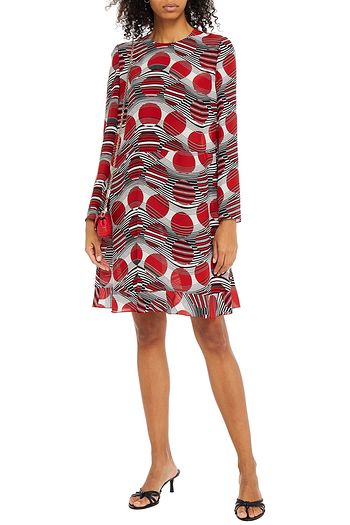 REDVALENTINO Cutout printed silk crepe de chine mini dress