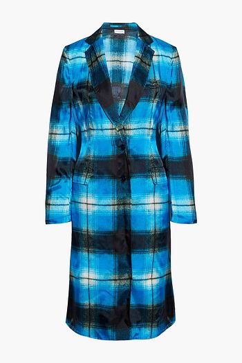 DRIES VAN NOTEN Checked satin coat