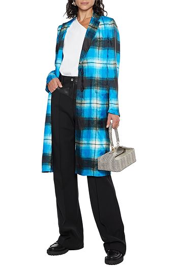 DRIES VAN NOTEN Checked satin coat