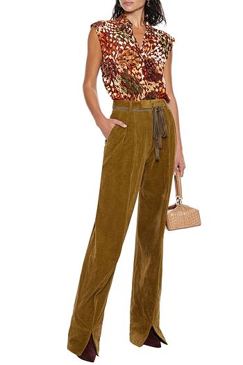 DRIES VAN NOTEN Callums printed satin-paneled metallic devoré-velvet top