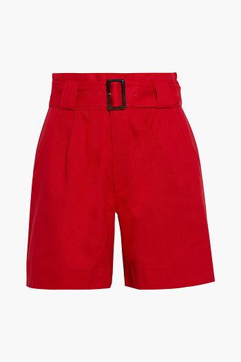 SOLID & STRIPED The Talia belted cotton and linen-blend canvas shorts