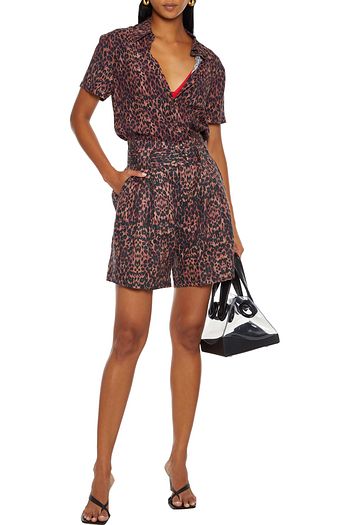 SOLID & STRIPED The Talia belted leopard-print linen shorts