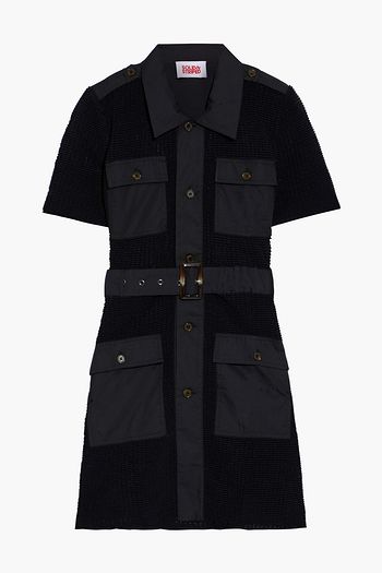 SOLID & STRIPED The Leigh belted pointelle-knit mini shirt dress