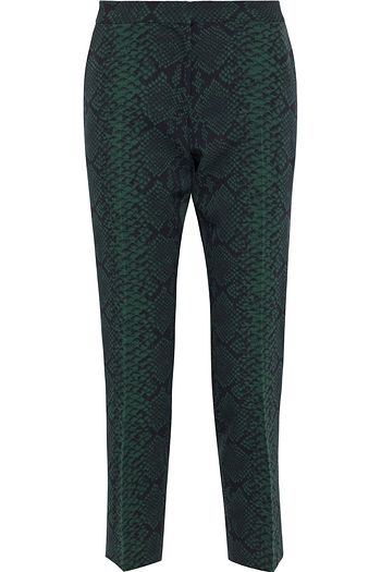 DRIES VAN NOTEN Cropped snake-print wool-twill tapered pants