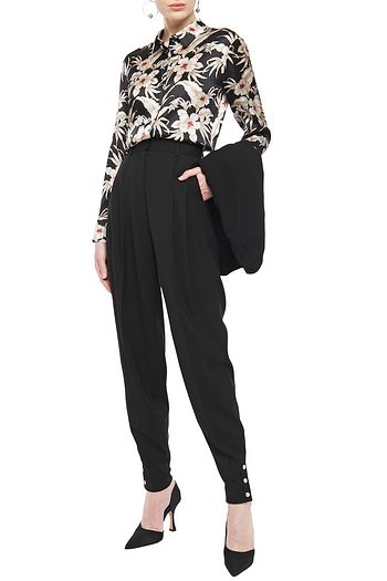 ALTUZARRA Pleated wool-blend tapered pants