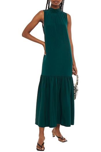 TIBI Gathered silk-cady maxi dress