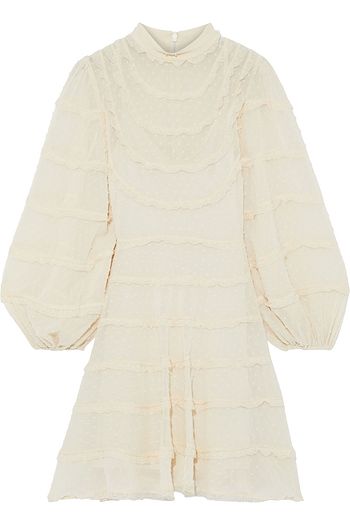 ZIMMERMANN Ladybeetle tiered lace-trimmed Swiss-dot georgette mini dress