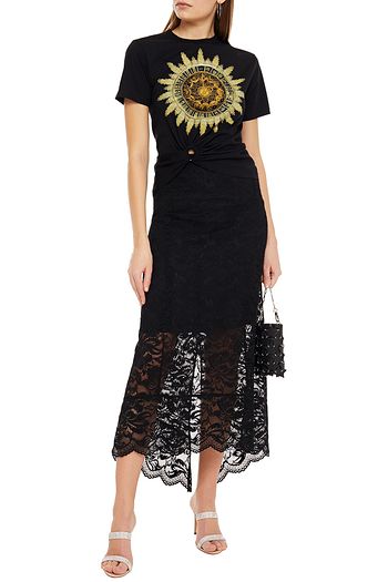 PACO RABANNE Ring-embellished printed cotton-jersey T-shirt
