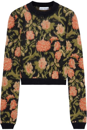 PACO RABANNE Cropped mohair-blend jacquard sweater