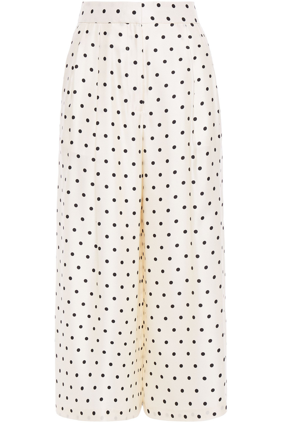 Woman Cropped Polka-dot Silk-twill Wide-leg Pants
