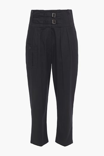 DOLCE & GABBANA Plissierte Cropped Karottenhose aus Twill aus einer Baumwollmischung mit Falten