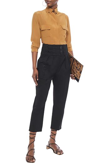 DOLCE & GABBANA Plissierte Cropped Karottenhose aus Twill aus einer Baumwollmischung mit Falten