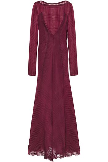 ROLAND MOURET Roka layered frayed checked gauze maxi dress