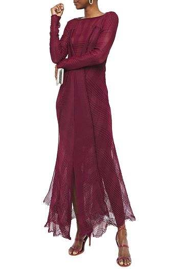 ROLAND MOURET Roka layered frayed checked gauze maxi dress