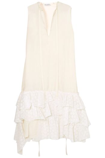 JW ANDERSON Asymmetric ruffled crepe de chine and broderie anglaise cotton dress