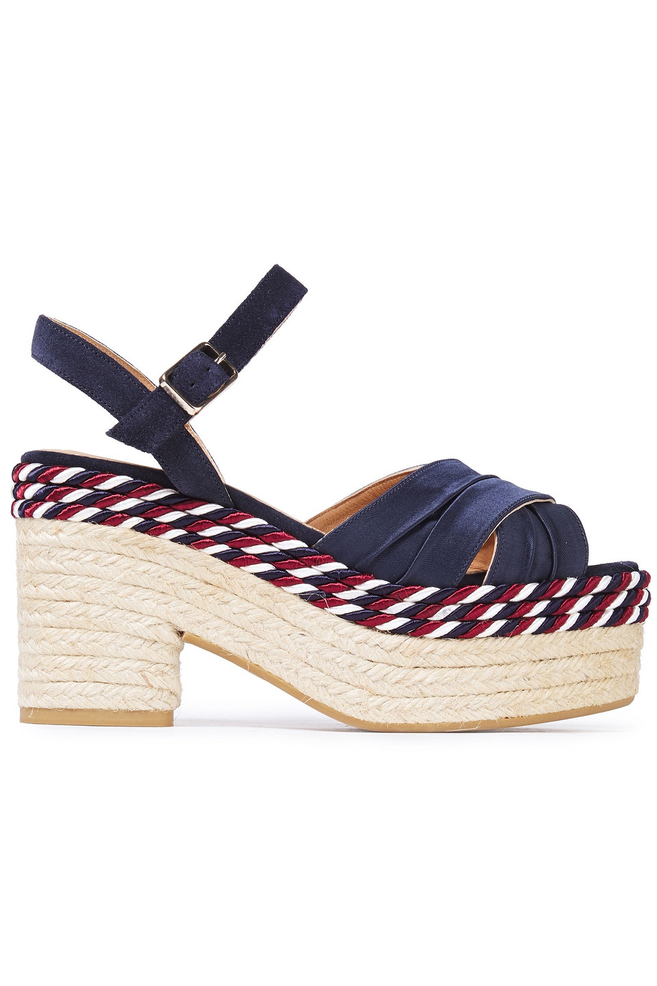 Castaner Woman Xiqui Suede And Satin Espadrille Platform Sandals Indigo Size 37