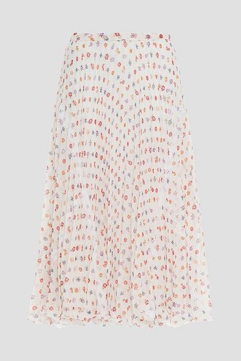 SEE BY CHLOÉ Floral-print pleated crepe de chine midi skirt