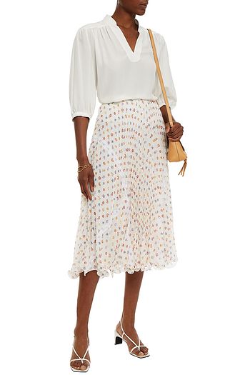 SEE BY CHLOÉ Floral-print pleated crepe de chine midi skirt